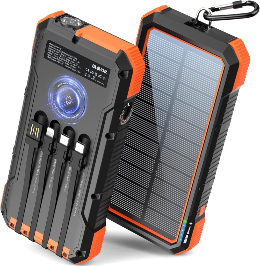 BLAVOR Banco de Energía Solar de 20,000 mAh: El Cargador Portátil Definitivo para Aventureros y Viajeros